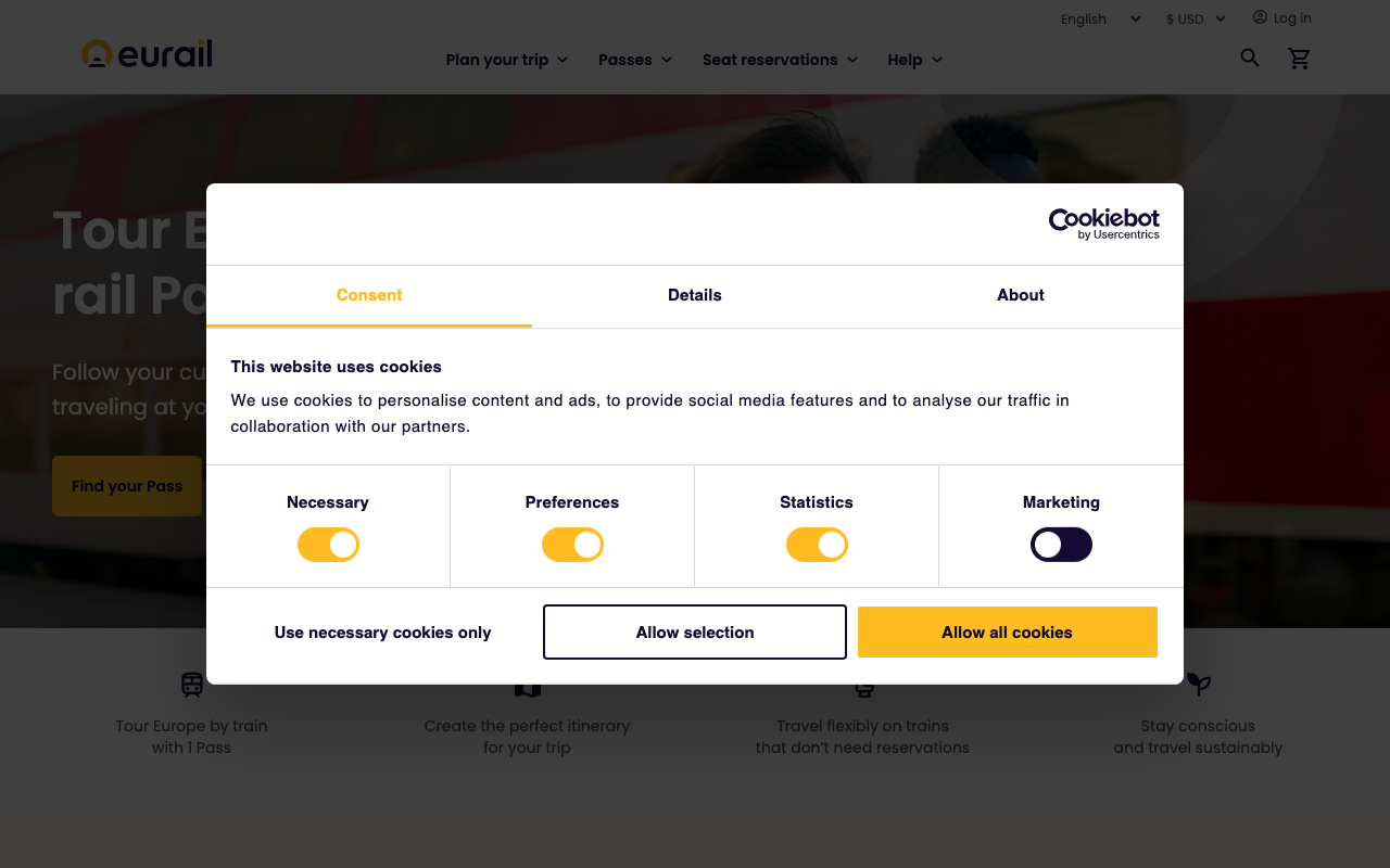 Eurail/Interrail Rail Planner screenshot