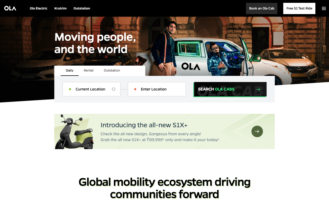 Ola Cabs screenshot