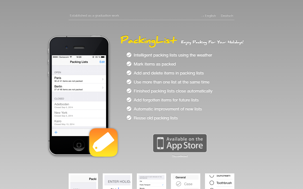 Packing List screenshot