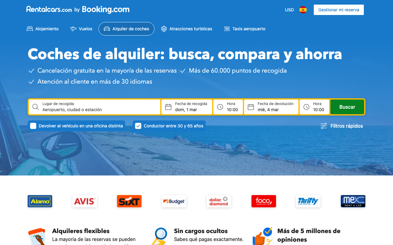 Rentalcars screenshot