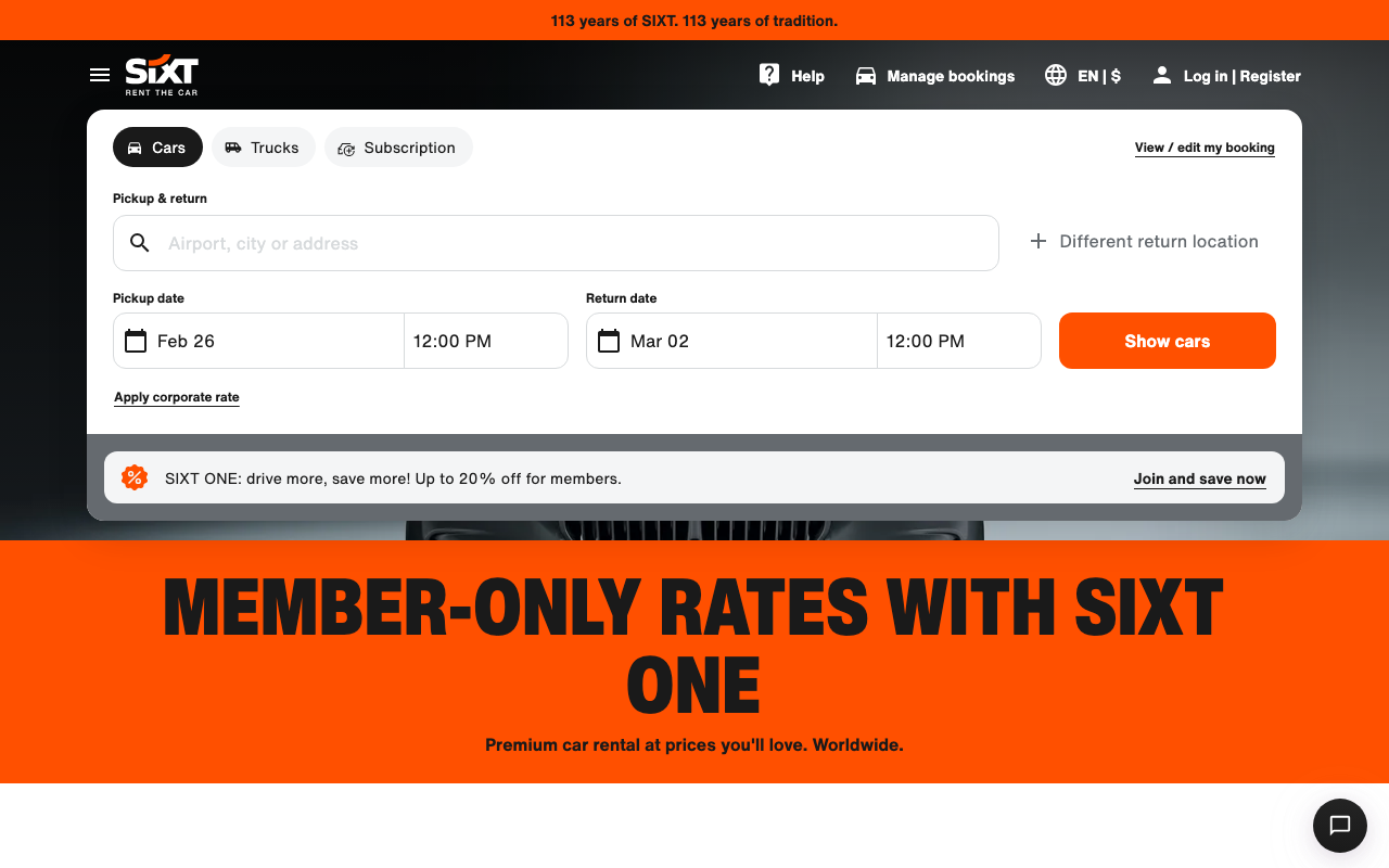 Sixt screenshot
