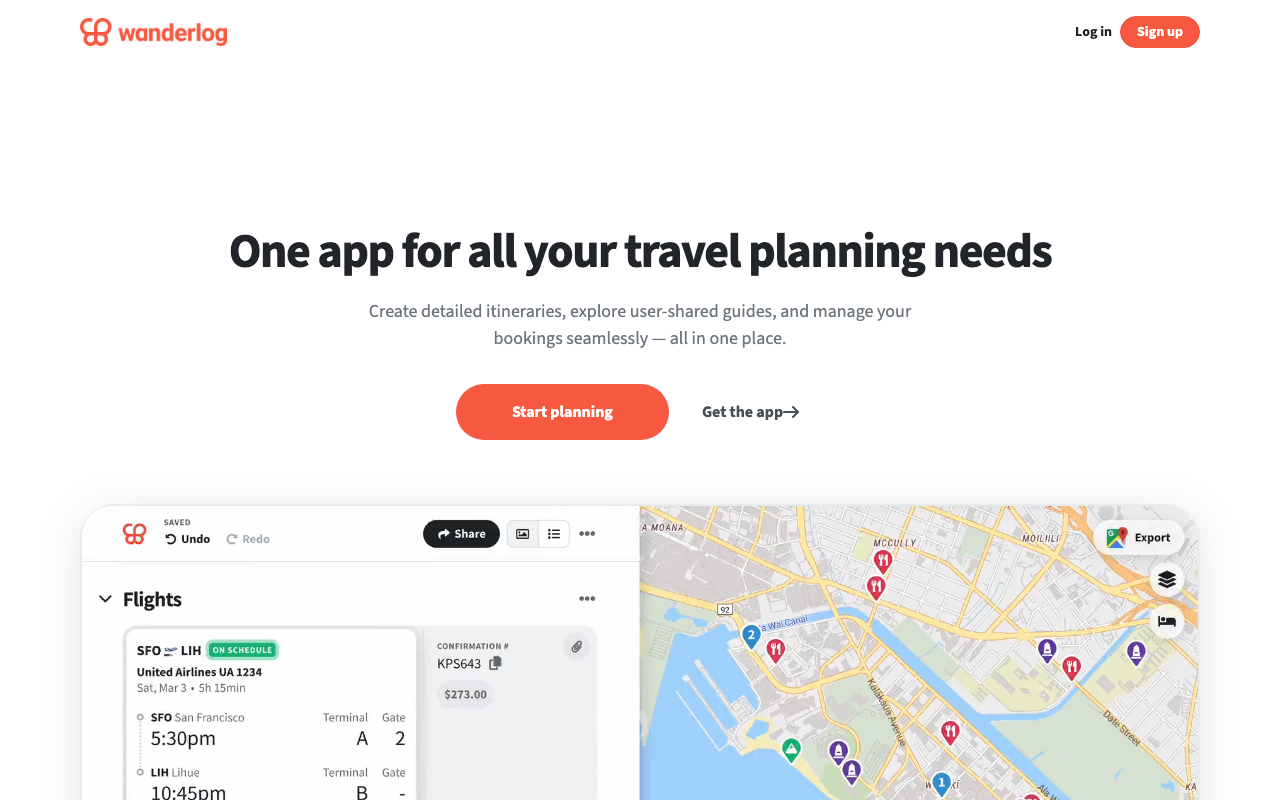 Wanderlog screenshot